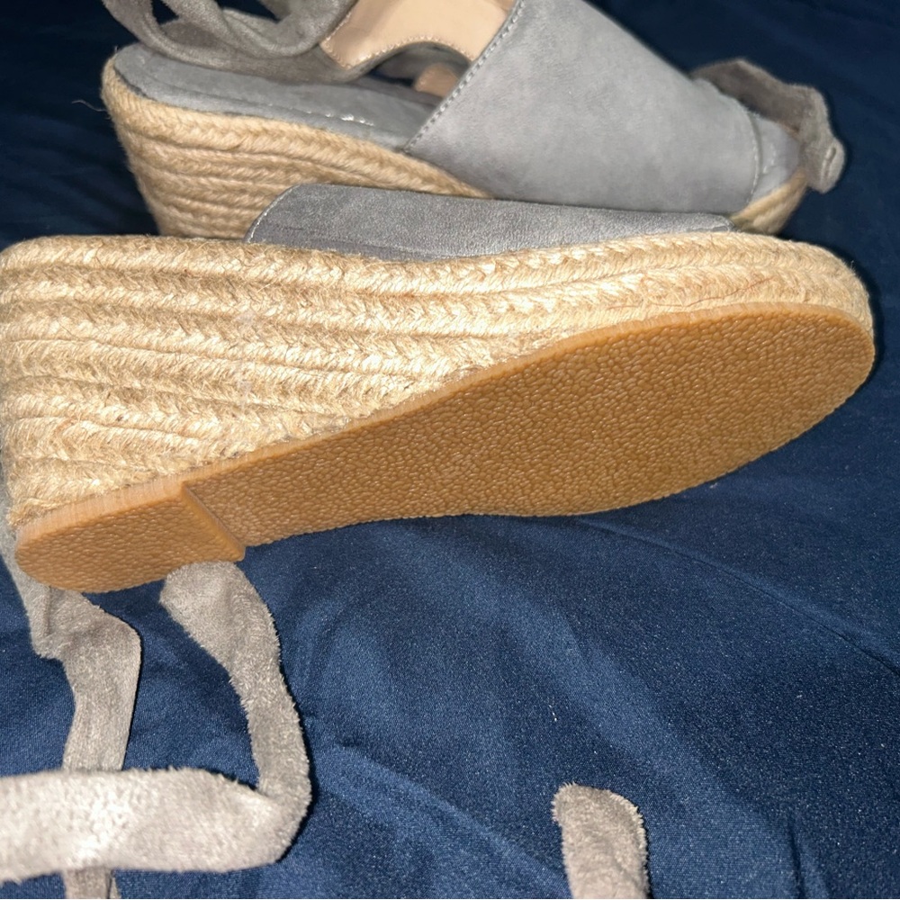 Gray Espadrille Wedge Sandals